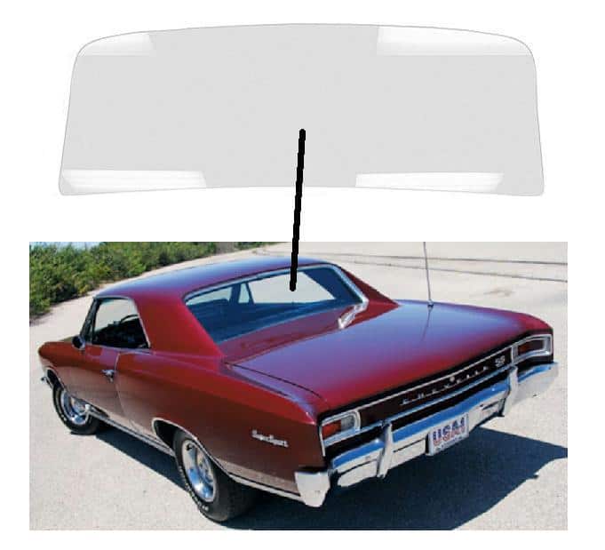 Rear Window Glass: 66-67 Chevelle/ Malibu Coupe